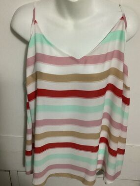 Maurices Striped Satin Cami in White, Red, Mint, Pink, Tan size 2X NWT